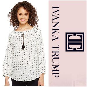 IVANKA TRUMP Long Sleeve Top with Tassel Tie